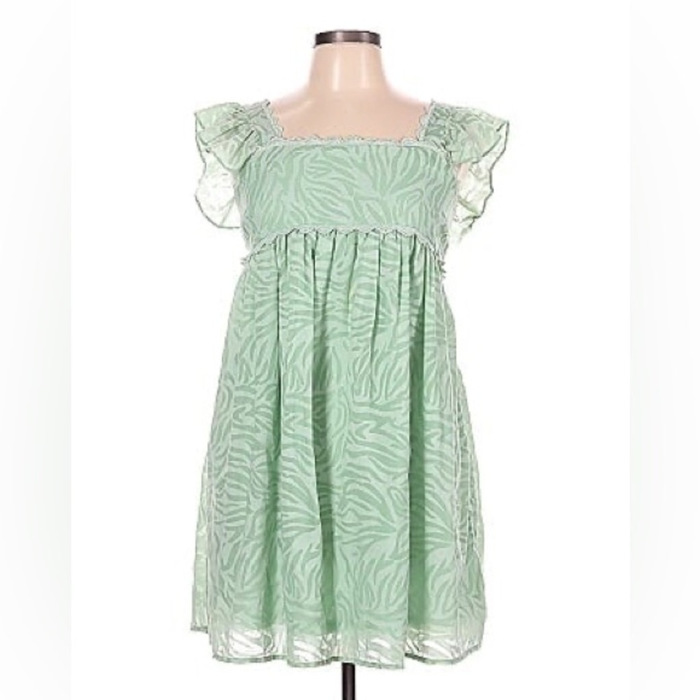 By The River Green Babydoll dress
